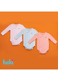 Bộ Bodysuits dài tay cài lệch vải sợi tre cao cấp cho bé Haki BB021