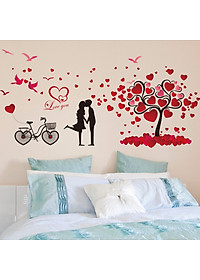 Decal dán tường Trái tim tình nhân dán phòng ngủ lãng mạn AmyShop DKN014 (72 x 147 cm)