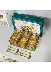 Khay Đựng Mứt Tết 6 Hũ Thủy Tinh Sang Trọng Cao Cấp, Hũ Đựng Bánh Kẹo, Các Loại Hạt - Thố Thủy Tinh Đựng Bánh Kẹo- HÀNG CHÍNH HÃNG MINIIN