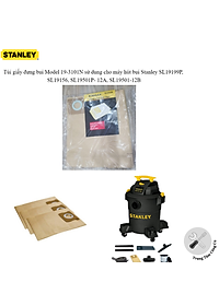 Bộ 3 túi giấy đựng bụi Stanley 19-3101N phụ kiện máy hút bụi cho máy Stanley SL19117, SL19417-8A SL19199P, SL19156, SL19403PE-8A, SL19501P-12A, SL19501-12B; Dewalt: DXV25S, DXV30S, DXV34P và DXV38S