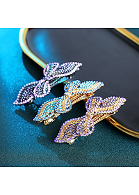 Kẹp tóc nửa sau - Kẹp tóc đính đá hình nơ chiếc lá - Kẹp tóc đính đá sang trọng nhiều màu lựa chọn