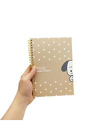 Sổ Lò Xo Bìa Nhựa Puppy A5 - Kẻ Ngang - Oxford D481A5 - Màu Nâu