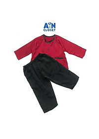 Bộ quần áo bà ba dài unisex Đỏ lụa ngọc trai quần đen - AICDBG8DS37L - AIN Closet