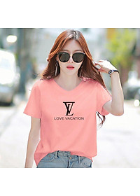Áo thun nữ MXM form rộng cổ tim in chữ Love Vacation thun 4 chiều từ 45-60kg ( ANU010 )