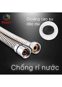 Dây vòi hoa sen tắm nóng lạnh Pimisi bằng inox 304 với đầu dây đồng thau không gỉ phù hợp với mọi sen tắm trong nhà vệ sinh dài 150cm chống xoắn - mạ xi sáng bóng - ống mềm cấp nước và dùng được cho cả vòi xịt nhà vệ sinh phòng tắm | Hàng chính hãng