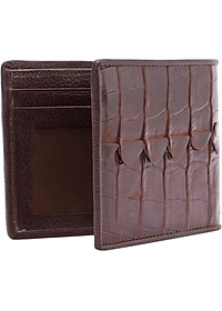 Ví Nam Da Cá Sấu Gai Đuôi Huy Hoàng HT2208 (12.5 x 10 cm) - Nâu Đỏ