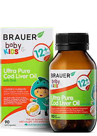 DHA dầu cá tuyết tinh khiết cho trẻ sơ sinh, trẻ nhỏ Brauer DHA Úc giúp phát triển trí não, tăng khả năng tập trung, cải thiện thị lực-OZ Slim Store