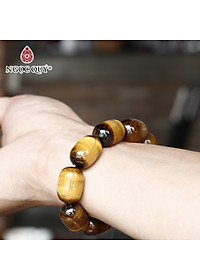 Vòng tay lu thống 13x18mm đá thạch anh mắt hổ vàng nâu mệnh thổ, kim - Ngọc Quý Gemstones