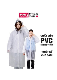 Áo Mưa Trong Suốt Deli Cho Người Lớn Và Trẻ Em - Vải Chống Thấm Cao Cấp - Dáng Dài Thời Trang - DL553010 / DL553011