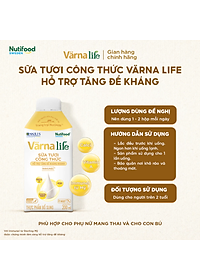 Thùng Thực phẩm bổ sung Värna Life sữa tươi công thức (Vàng) (12 hộp x 200ml)