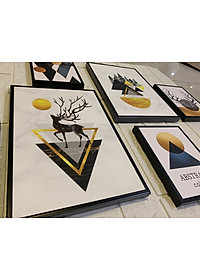 Bộ 06 tranh treo tường phòng khách, phòng ngủ chủ đề Bắc âu - tặng kèm khung và đinh 3 chân THD22 size lớn(75x115cm)