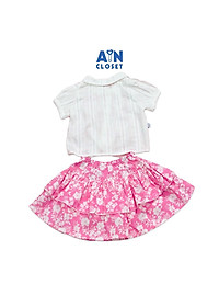 Bộ áo váy ngắn bé gái họa tiết Hoa hồng trắng cotton - AICDBGAEDTK5 - AIN Closet