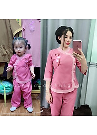 Đồ Lam Đi Chùa # Tim Phối # Đồ Bộ Nữ Mẹ Và Bé # Quần Áo Bé Gái