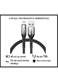 Cáp Sạc Nhanh Baseus Horizontal Data Cable - Dùng Cho iPhone iPad - Trang Bị Đèn Led - Công Nghệ Chống Đứt Gãy SR - Hàng Chính Hãng