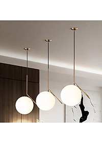 Đèn thả trần trang trí cao cấp hiện đại hình cầu trang nhã mạ Crom đẹp mắt MOON LAMP - đã bao gồm bóng LED