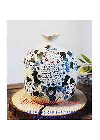 Bộ 03 bình hút tài lộc Bát Tràng men rạn vẽ hoa các mẫu