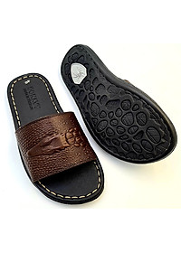 Dép Quai Ngang Nam Da Bò Thật 100%,DONAVY Kiểu Đầu Cá Sấu Đi Rất Nhẹ Và Êm DCSDN