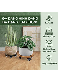 Đế Kê Chậu Cây Có Bánh Xe ANKAN, R30cm Làm Giá Đỡ Kệ Hoa Cây Cảnh, Màu Vàng Nắng, Chịu Tải 120Kg