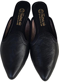 Dép bít mũi TRƯỜNG HẢI da bò thật mềm mại không bong tróc đế cao su chồng mòn êm ái BMN0361