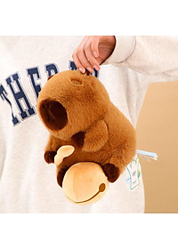 Thú nhồi bông capybara gõ mõ ngộ nghĩnh - Size 35cm - Quà tặng gấu bông chuột lang nước dành cho người cần tịnh tâm.