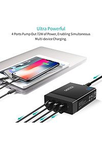 Cóc củ sạc nhanh 72W 3 cổng USB & 1 cổng PD Type-C 3.0 hiệu CHOETECH 1C3UEU-101BK cho điện thoại / máy tính bảng / Macbook / Laptop - Hàng chính hãng