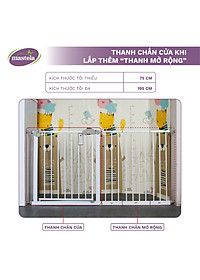 Thanh chắn cửa, chắn cầu thang chính hãng Mastela D04 bảo vệ an toàn cho bé, Không cần khoan tường, có thể thanh mở rộng