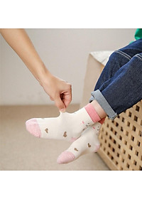 Tất cho bé gái màu hồng họa tiết đáng yêu vớ cổ cao nhiều size cho trẻ em học sinh 4 - 15 tuổi TA16