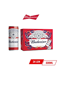 Thùng 24 Lon Bia Budweiser Chính Hãng (330ml/ lon) - Phiên Bản Tết 2024