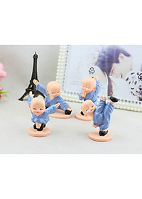 Combo 4 Tượng Chú Tiểu Đánh Võ Dễ Thương Trang Trí Xe Hơi, Bàn Làm Việc, Bonsai PaKaSa