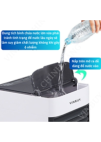 Quạt điều hòa mini hơi nước làm mát không khí nhỏ gọn để bàn, nhiều chế độ làm mát, có khay chứa đá, công suất lớn, quạt êm không gây tiếng ồn - Hàng chính hãng - VinBuy