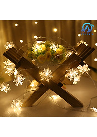 Dây Đèn LED Hoa Tuyết Trang Trí 3m 16 Bông Tuyết Cắm Điện