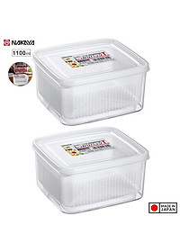 Set hộp thực phẩm 2 lớp bảo quản tủ lạnh, dùng được trong lò vi sóng Nakaya 1.1L - Hàng nội địa Nhật Bản (#Made in Japan)