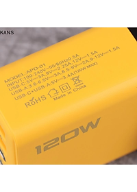 Củ sạc cốc sạc đầu sạc nhanh Kans Type C 120W Sạc nhanh 3.0 màu vàng siêu đẹp - miếng lót chuột