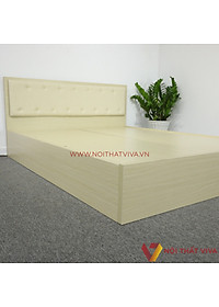 Giường Ngủ Gỗ Mdf Phủ Melamine Bọc Nệm Hiện Đại Màu Kem