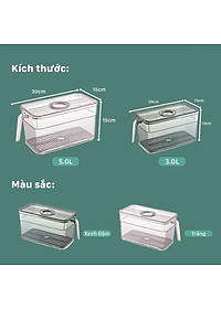 Hộp Đựng Thực Phẩm 3L Có Nắp Tách Nước Và Tay Cầm Tiện Lợi – Hộp Bảo Quản Đồ Ăn Tủ Lạnh - Hộp Lạnh - HÀNG CHÍNH HÃNG MINIIN