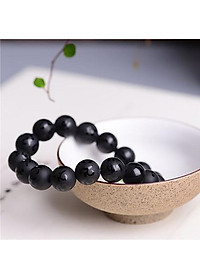 Vòng tay phong thủy đá đen nhám khắc kinh phật VT46