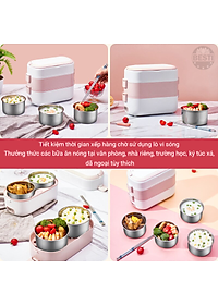 Hộp Cơm Cắm Điện Hâm Nóng Besti 2 Tầng 4 Khay Inox Cao Cấp Không Gỉ, Hộp Cơm Cắm Điện Văn Phòng Sang Trọng Đa Năng, Tiện Lợi Dễ Sử Dụng - Hàng Chính Hãng 