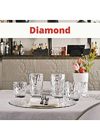 Bộ 6 ly thủy tinh Bormioli Rocco Diamond 300ml – Ly uống nước cao cấp | Màu trắng – xanh biển – tím
