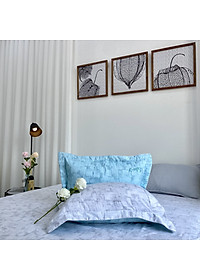 Bộ ga giường  KBedding by Everon KMTP 114 Microtencel Xám phối xanh (4 món)