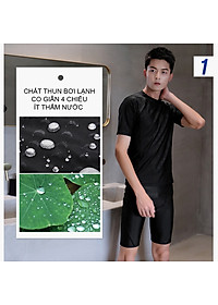 Bộ đồ bơi nam quần lửng, phom ôm người gọn gàng, chất thun bơi lạnh chuẩn dày đẹp, mịn mát mau khô, co giãn cao | BN010