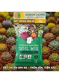 Đất Trồng Sen Đá Greenhome, Soil Mix, Bao 6kg, Trộn Sẵn, 85% Đá Khoáng, Phát Rễ Nhanh, Lên Màu Nhanh, Thoát Nước Tốt