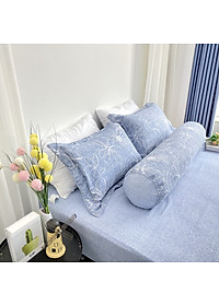 Bộ ga giường  KBedding by Everon KMTP 111 Microtencel Xanh in hoa (4 món)