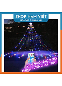 Đèn Sao Thả 9 Dây Năng Lượng Mặt Trời Trang Trí Giáng Sinh, Năm Mới