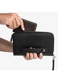 Ví dài cầm tay da bò Mill cao cấp Bụi Leather C107 - Bảo hành 12 tháng