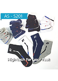 Vớ Tất Thể Thao Cổ Trung Cotton Cao Cấp AS-S201. Dày dặn, mềm mại, kháng khuẩn khử mùi, không hôi chân.  4 màu: Trắng, Đen, Xanh, Xám