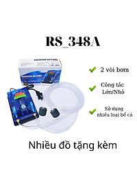 Máy Sủi Khí Oxy 2 Vòi RS 348A tặng kèm 2 bộ dây quả sủi (Máy sục khí oxy dùng cho bể cá cảnh dưới