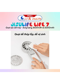 Quạt sạc cầm tay gấp gọn JisuLife Life 7 - dung lượng 3600-5000mAh - Hàng chính hãng