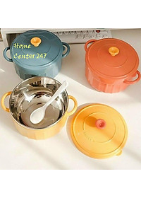 Bát úp mì - Bát ăn mì tôm inox 2 lớp cách nhiệt hình chiếc nồi có nắp đậy