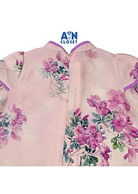 Đầm Sườn Xám bé gái họa tiết hoa Nghệ Tây Tím đũi tơ - AICDBG5YFS8X - AIN Closet