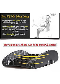 Đệm Tựa Lưng Massage bọc da trên xe oto- Màu Đen Chỉ Đỏ